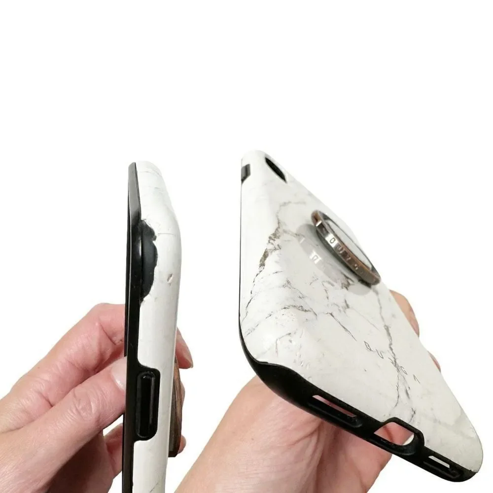 Burga Satin White - Marble iPhone X / XS Case & Marble Ring Holder Set Preowned